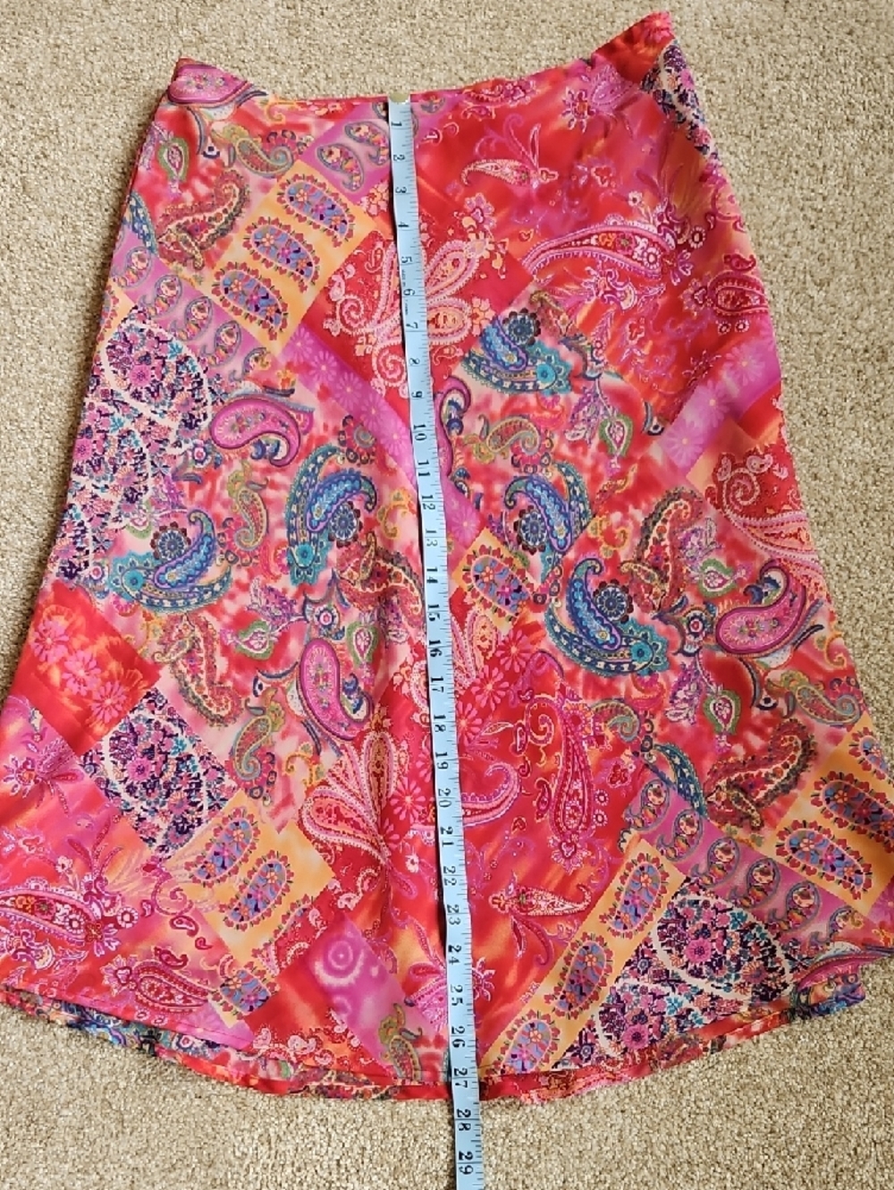 Coldwater Creek Size S Pink Paisley A-Line Skirt With Lining - Picture 8 of 8